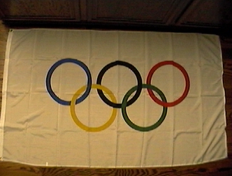 3X5 OLYMPIC RINGS FLAG 2008 BEIJING, CHINA OLYMPICS NEW