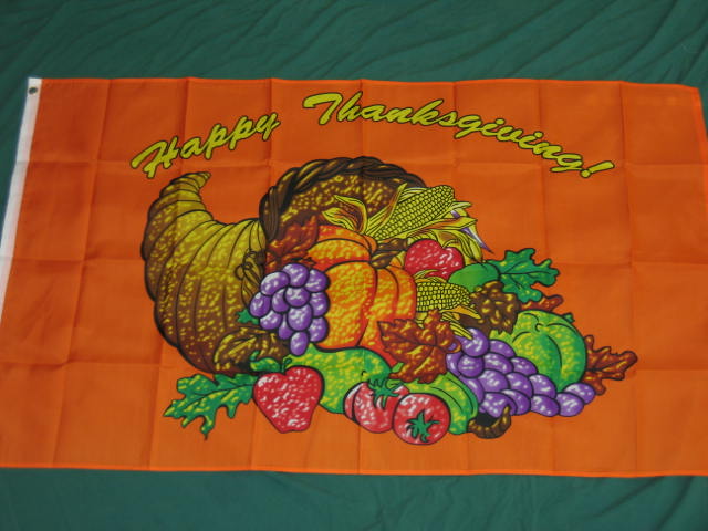 3X5 HAPPY THANKSGIVING FLAG NEW CORNUCOPIA  TURKEY[